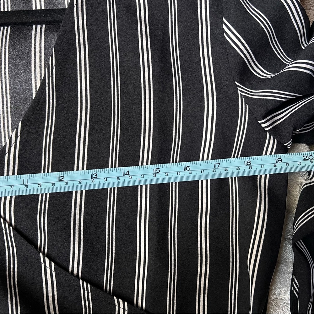 LOFT Striped Midi Black & White Wrap Dress, size S - Picture 10 of 10